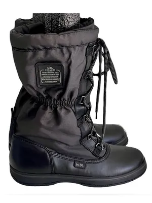 Coach Black Nylon and Leather ‘Sage’ Fleece-Lined Lace Up Winter Boots, Size 7.5 thumbnail 3