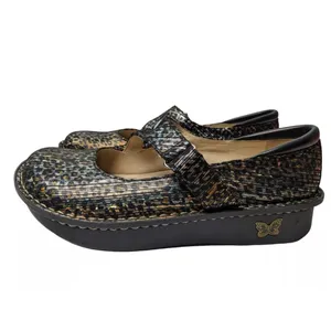ALEGRIA DAYNA leopard stripes Mary Jane’s SZ 39 metallic NUBUCK— very clean thumbnail 6