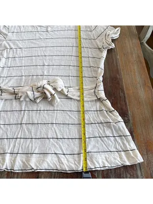 Anthropologie T.La Annabelle Off-White Black Striped Short Sleeve Tie Waist XL thumbnail 9
