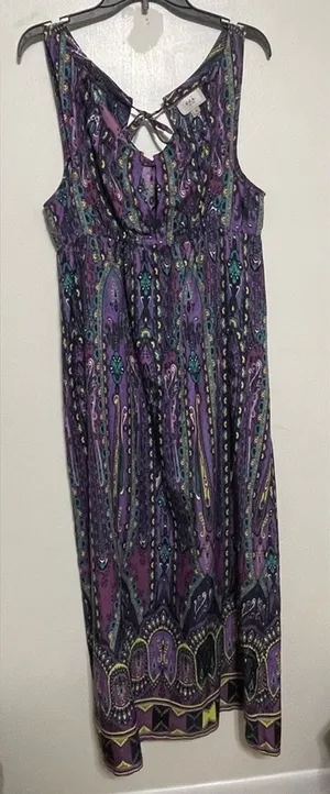 ECI Purple Floral Paisley Maxi Dress Size 12 Sleeveless thumbnail 1