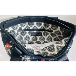 NWT Ed Hardy Black Tattoo Flash Skull Y2K Tote Shoulder Bag Charms Love‎ Kills thumbnail 5
