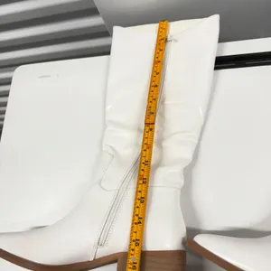 White Faux Leather Pointed Toe Knee High Western Boots Womens Size 8 Slouchy thumbnail 7