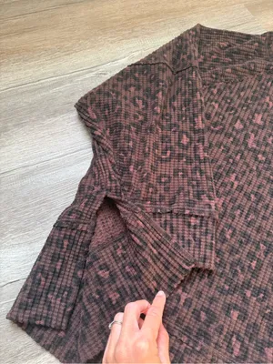 American Eagle Big Hug Leopard Waffle Knit Crewneck Sweatshirt Brown Black XXL thumbnail 4