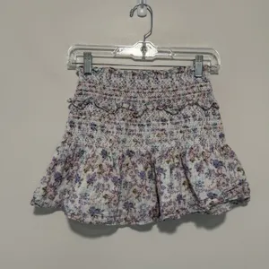 LoveShackFancy Camilla Mini Smocked Ruffle Skirt in Positano Blue Floral‎ Size P thumbnail 3