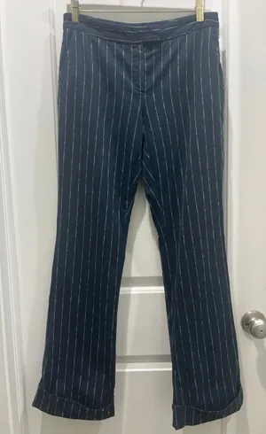 M Missoni Vintage Pinstriped Navy Trousers Sz 6 thumbnail 1