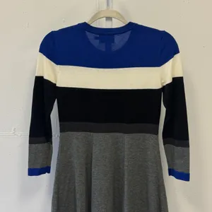Eliza J Womens Colorblock Knit Sweater Mini A-line Dress Blue Black Grey Size S thumbnail 5