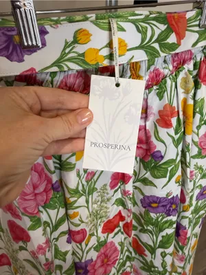 Prosperina Floral Cotton Midi Skirt XS NWT Belted Cottagecore Lined Pockets thumbnail 8