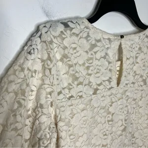 Maurices solid lace balloon sleeve‎ blouse cream size large thumbnail 7