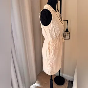Anthropologie Linen Wrap Dress Cream Sleeveless Tie Waist XS thumbnail 10