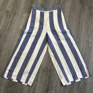 Madewell Huston Pants Capri Crop Women's Small Linen Pull On Crop Wide Leg Beach thumbnail 1