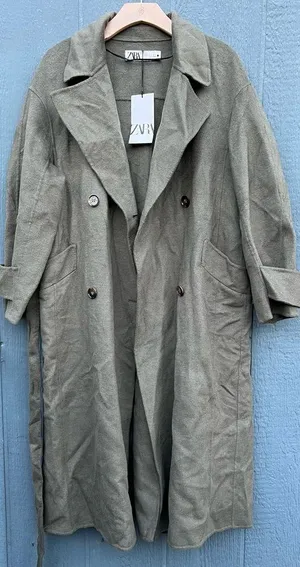 ZARA Wool Blend Coat Double Breasted Coat Size XSMALL thumbnail 2