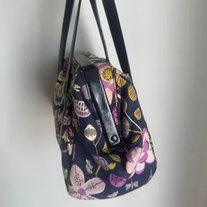 Vera Bradley Bird Floral Print Satchel Purse Blue thumbnail 7