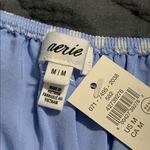 Aerie blue white smocked maxi dress bohemian cottagecore polka dot pattern med thumbnail 5