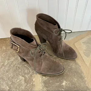 Luxury Rebel brown suede lace up heeled ankle buckle boots EU38 US 8.5 thumbnail 2