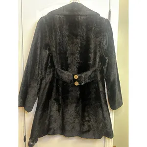 Loft Vintage Black Faux Fur Coat Double Breasted Front Women’s Classic Jacket M thumbnail 12
