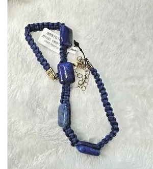 NEW Free People Sweet Carolina Choker Necklace Blue Lapis Bohemian Macrame 70s thumbnail 1
