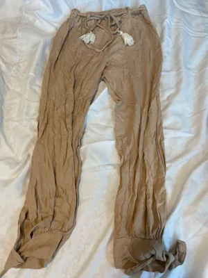 Brown linen pants thumbnail 4