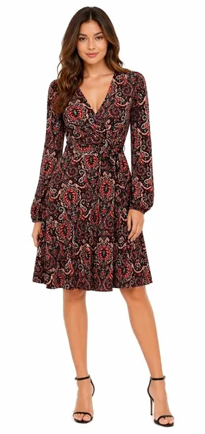 ANTHROPOLOGIE MAEVE Floral Paisley Wrap Front Dress With Belt Sz XS thumbnail 1