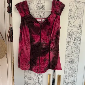 Cato Y2k vintage velvet burnout touched blouse thumbnail 3