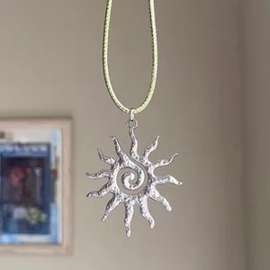 Handmade stainless steel sun boho retro vintage style necklace☀️ thumbnail 2