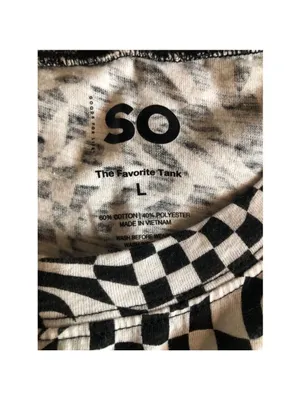 SO “The Favorite Tank” Top Size L Black White Checkered Sleeveless thumbnail 4