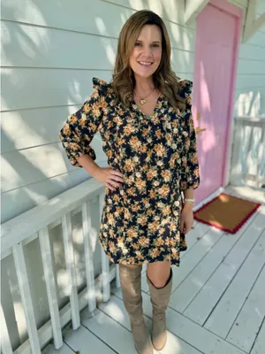 Floral V-Neck Ruffle Dress in Size Small thumbnail 2