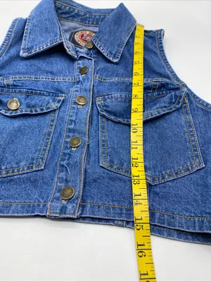 Vintage Y2K Jean Denim Cropped Button Vest Top By Paris Blues Originals XS Extra thumbnail 6