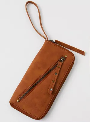 Free People Distressed Vegan Wallet in‎ Brown thumbnail 1