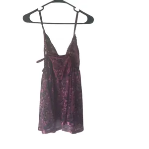 Fairy Purple‎ Women's Size Medium Floral Sequin Babydoll Teddy Top Set thumbnail 6