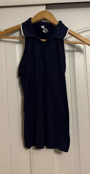 Athleta Momentum Seamless Polo Tank XS Xtra Small Navy Blue Collared Sleeveless thumbnail 1