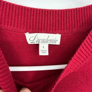 L'Academie Odelya Dress Womens L Wine Red Asymmetrical Knit Wool Blend Maxi thumbnail 4