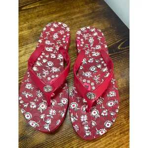 Coach Red Floral Flip Flops Size‎ 6 thumbnail 2