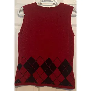 Dress Barn‎ Women's Soft Button Front Cardigan and Vest Red Black Size M thumbnail 4