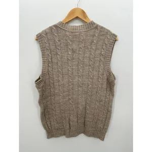 Vintage Jantzen Cable Knit Sweater Vest Tan Wool‎ Blend Grandpa Academia L thumbnail 2