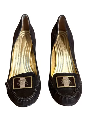 Coach "Kandace" Brown Suede Cone Heel Loafer Shoes (5.5) thumbnail 2