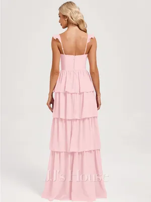 NWT JJs House Josseline Petal Pink Tiered Ruffle Chiffon Dress Bridesmaid Formal thumbnail 7