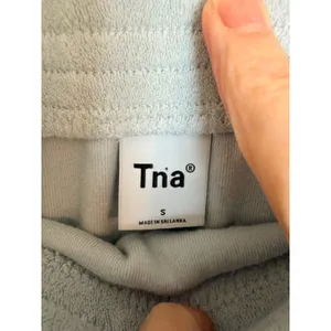 Tna Aritzia Terry Cloth Mini Skirt‎ Womens Small Light Blue Elastic Waist Plush thumbnail 4