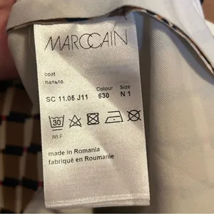 Marc‎ Cain Graphic Print Faux Leather Trim Belted Longline Coat thumbnail 6