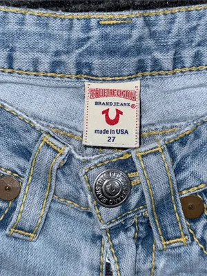 RARE Vintage True Religion Ultra Low Rise Twisted Flare Jeans Distressed 27 x 33 thumbnail 13