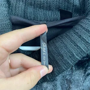 Skye's The‎ Limit women's black plush faux fur turtleneck poncho sweater small thumbnail 5