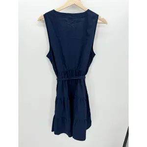 J. Crew Factory Womens Blue Faux Wrap Mini‎ Dress Ruffles Belt V Neck Size 14 thumbnail 2
