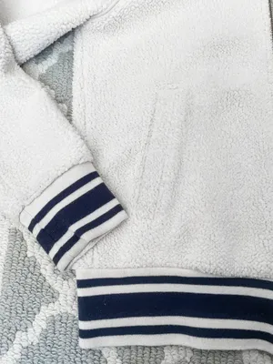 Cream Sherpa Bomber Varsity Jacket thumbnail 9