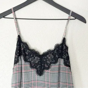 Abercrombie & Fitch Womens Lace Trim‎ Tank Top Grunge Punk Houndstooth Y2K XS thumbnail 2