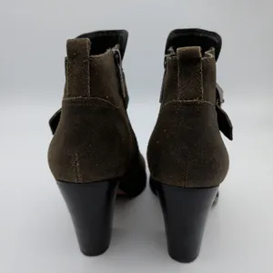 Donald Pliner Sage‎ Suede Buckle Ankle Boots Women's 9.5M Olive Brown Block Heel thumbnail 4