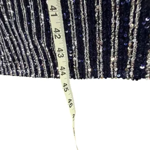 Anthropologie Flat White Sequin Stripe Midi Dress Womens M Blue Evening Cocktail thumbnail 11