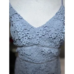 Abercrombie & Fitch‎ Cornflower Blue Spaghetti Strap Dress Large Crochet thumbnail 4