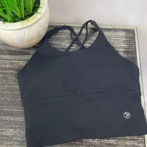 Savvi Black Strappy Back Cropped Athletic Sport Bra Top NEW M thumbnail 4