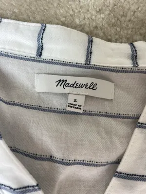 White Striped Linen Top Flowy thumbnail 2