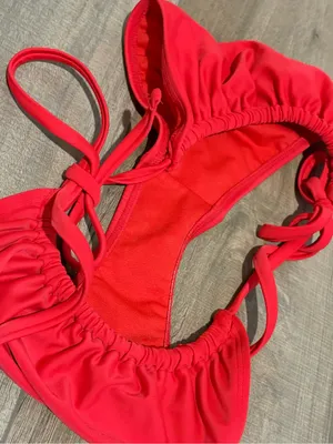 Wild Fable high‎ leg cheeky tie bikini bottoms red size medium thumbnail 8