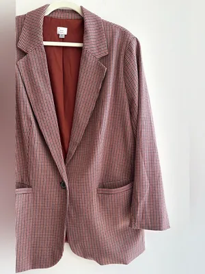 a new day Women’s Oversized Fall Blazer, Brown Plaid, Size XXL thumbnail 4